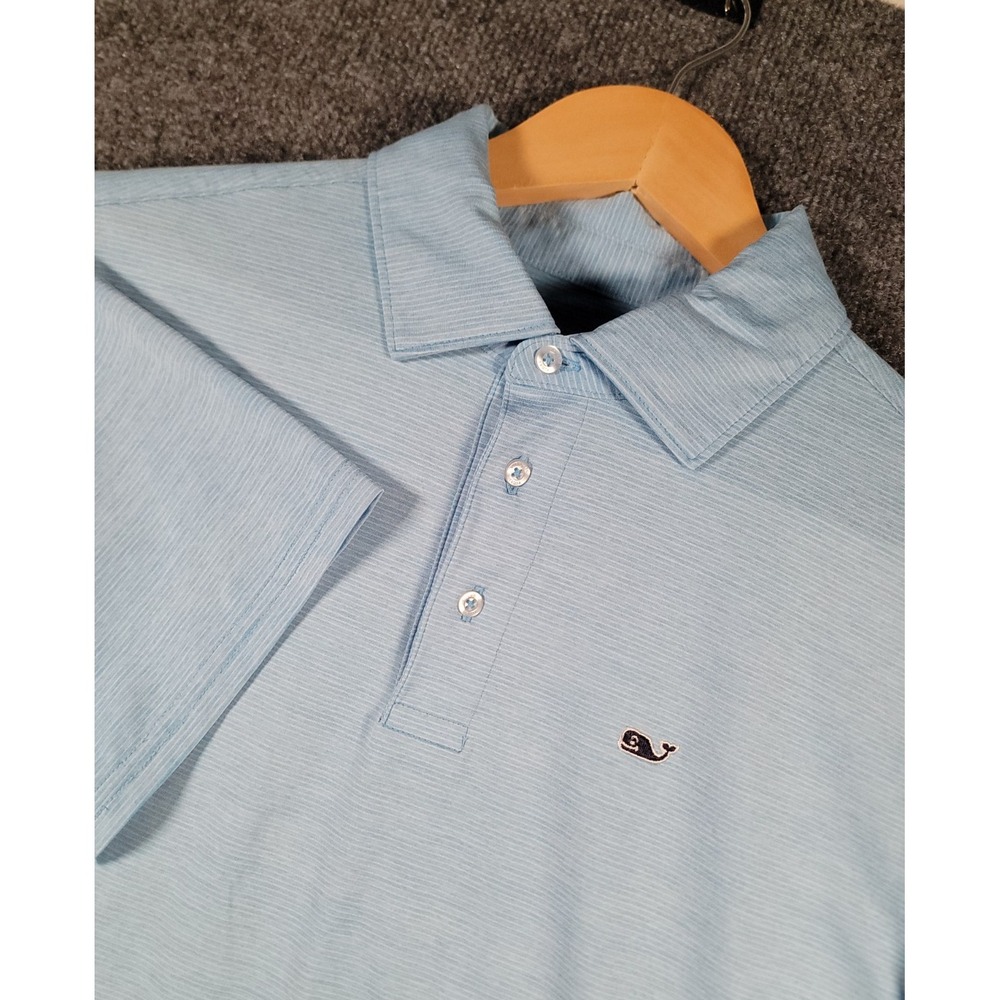 Vineyard Vines On The Go Polo Shirt Boys XL Blue Golf OTG Performance Stretch